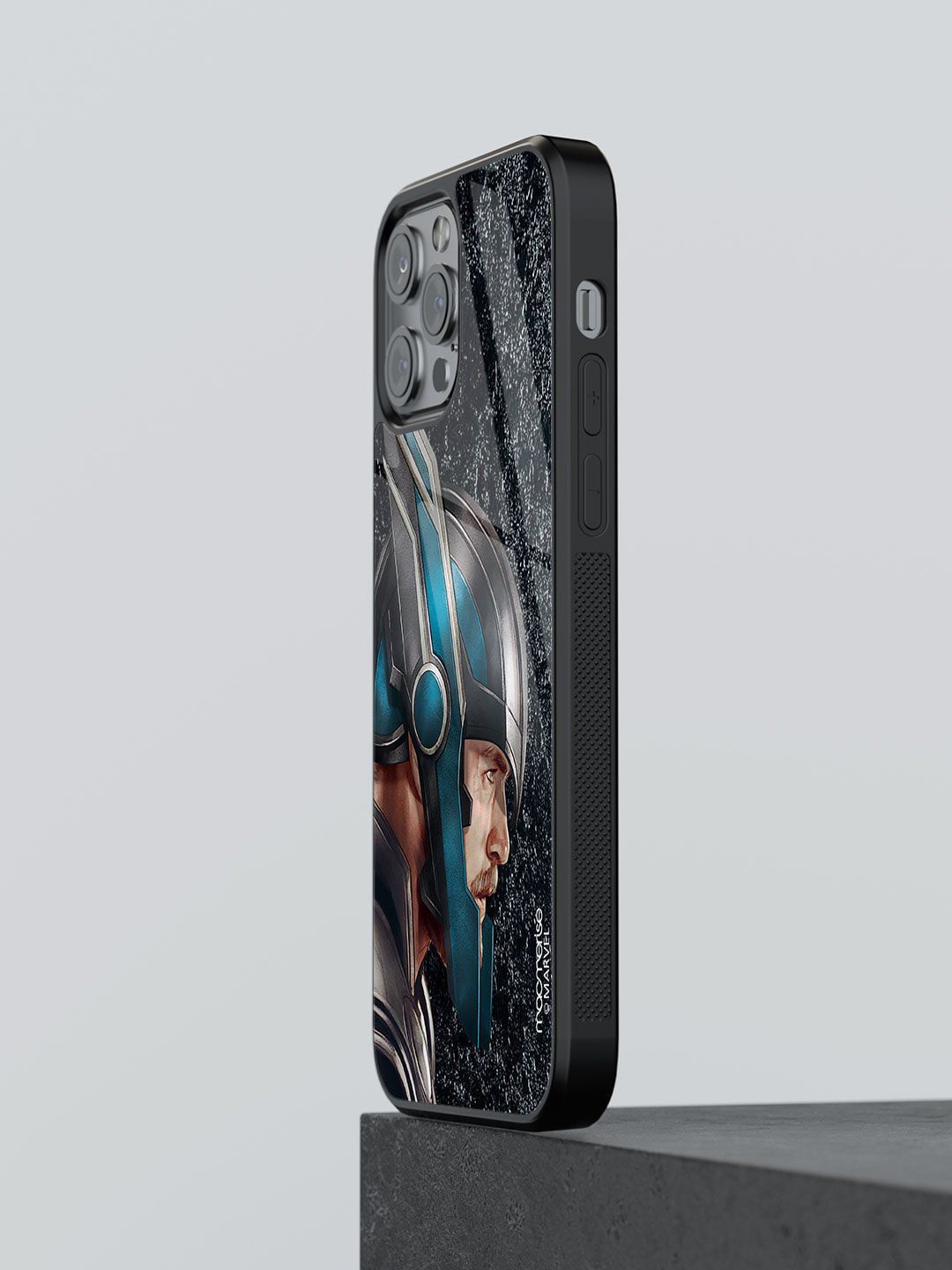 macmerise Black Invincible Thor Printed iPhone 13 Pro Max Glass Back Case Price in India