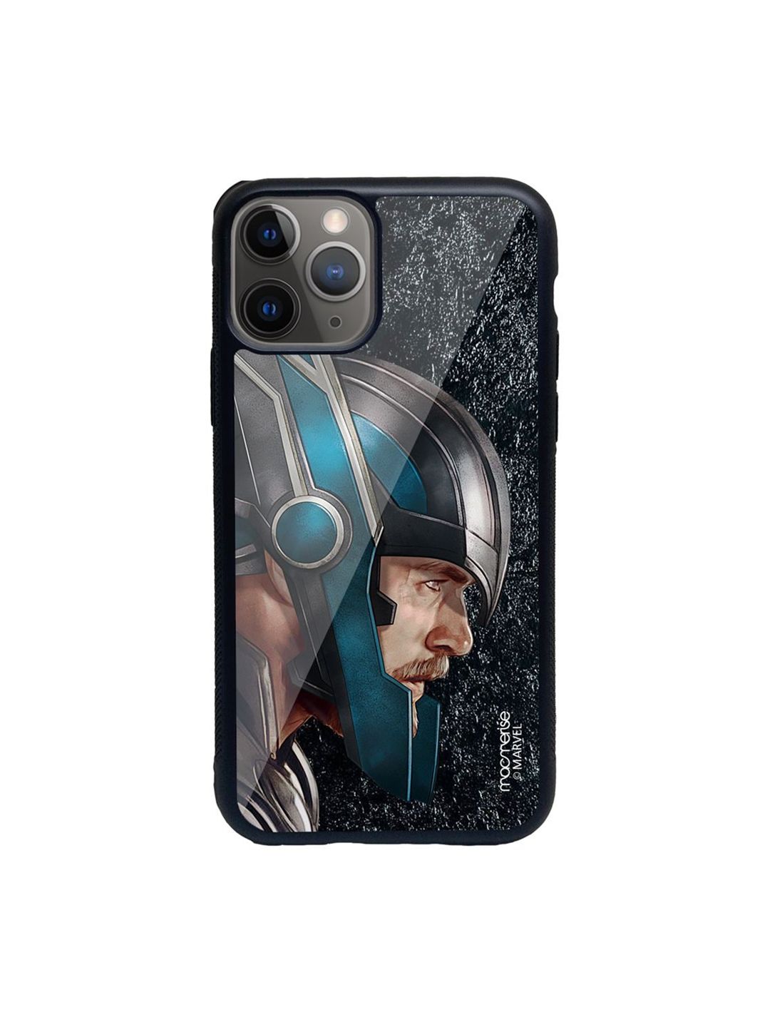 macmerise Black & Blue Printed iPhone 11 Pro Max Glass Phone Case Price in India