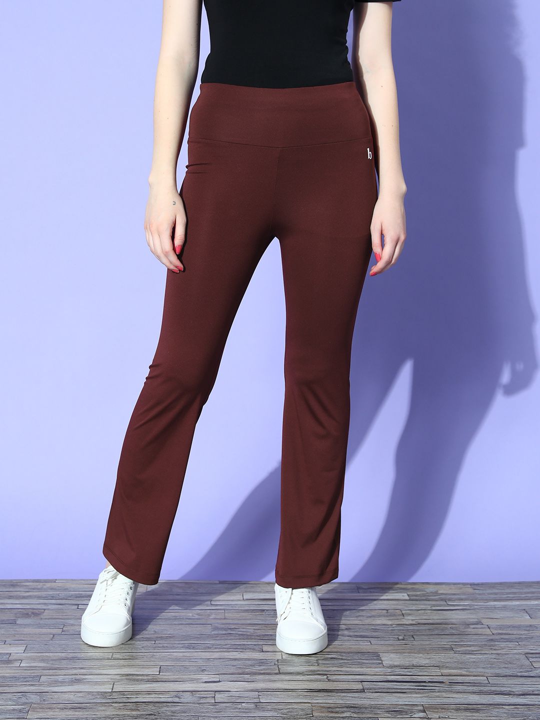 Bannos Swagger Women Maroon Solid Anti-Odour Wide Leg Track Pants Price in India