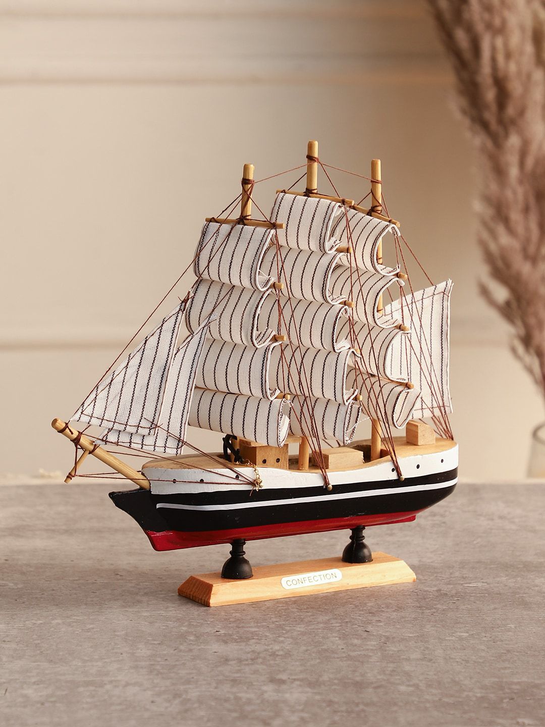 EXIM DECOR Brown Strip Sailing Ship Showpiece Price in India