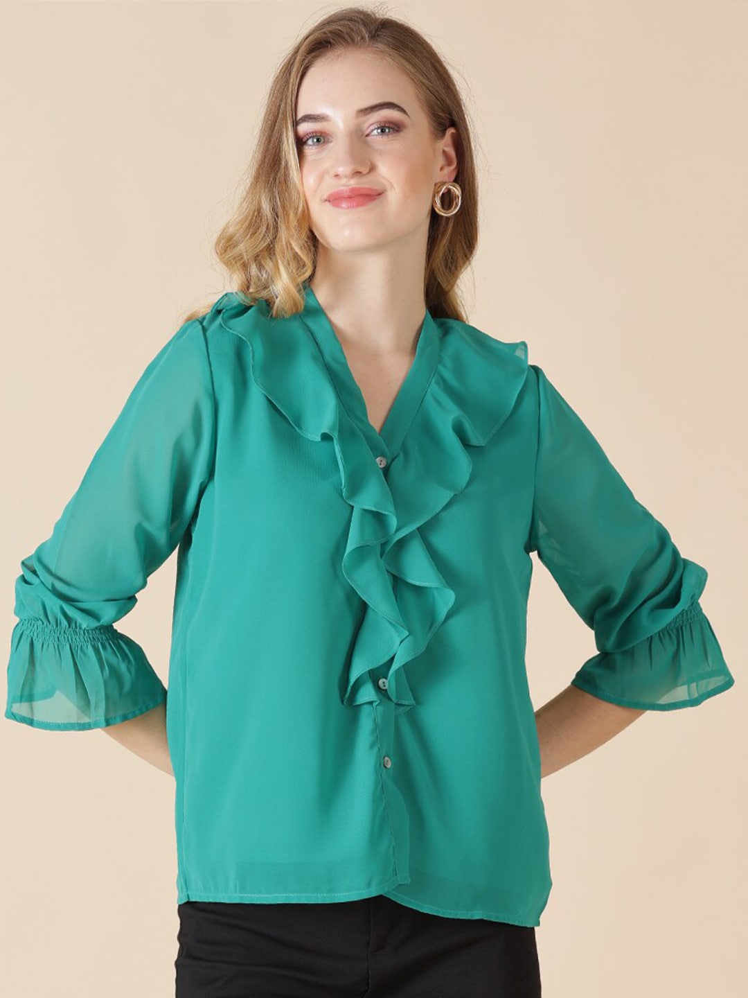 Gipsy Green Shirt Style Top Price in India