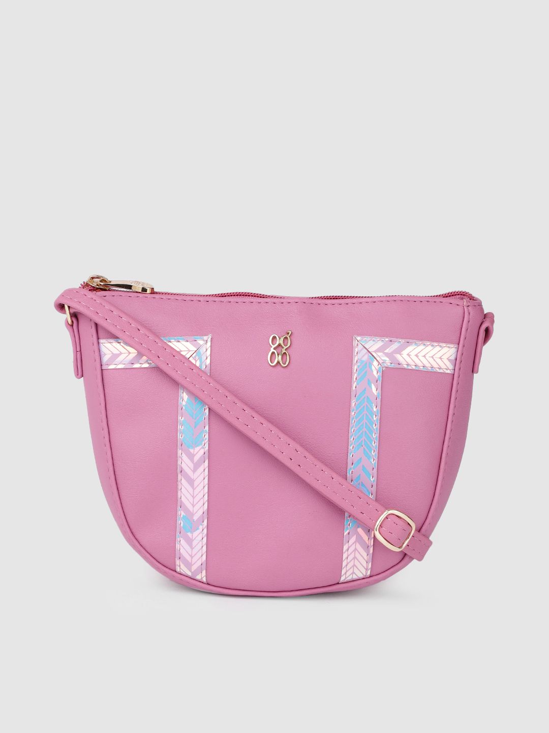 Baggit Baggit Pink Iridescent Stripe Sling Bag