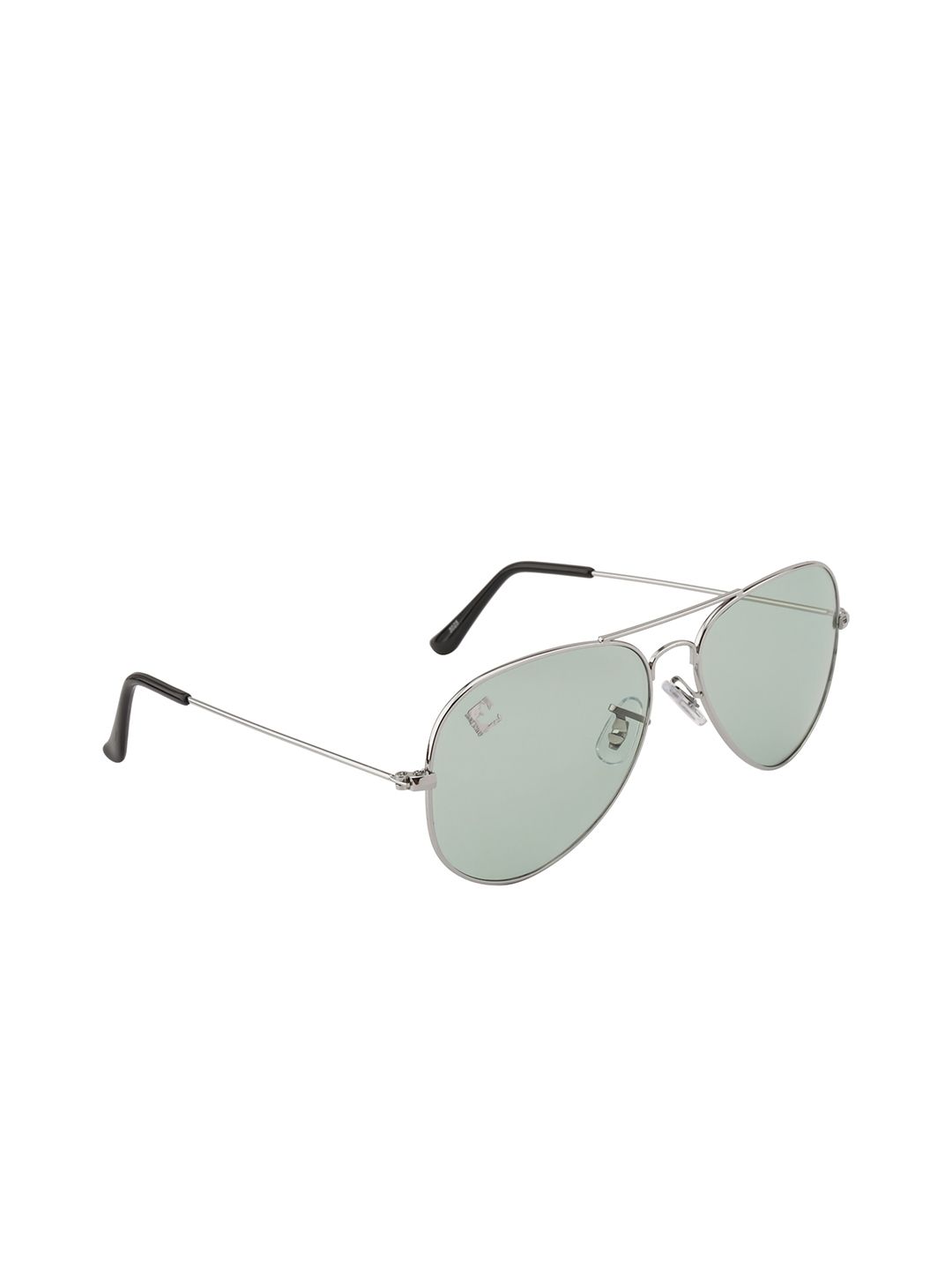 Clark N Palmer Unisex Green Lens & Silver-Toned Aviator Sunglasses with UV Protected Lens