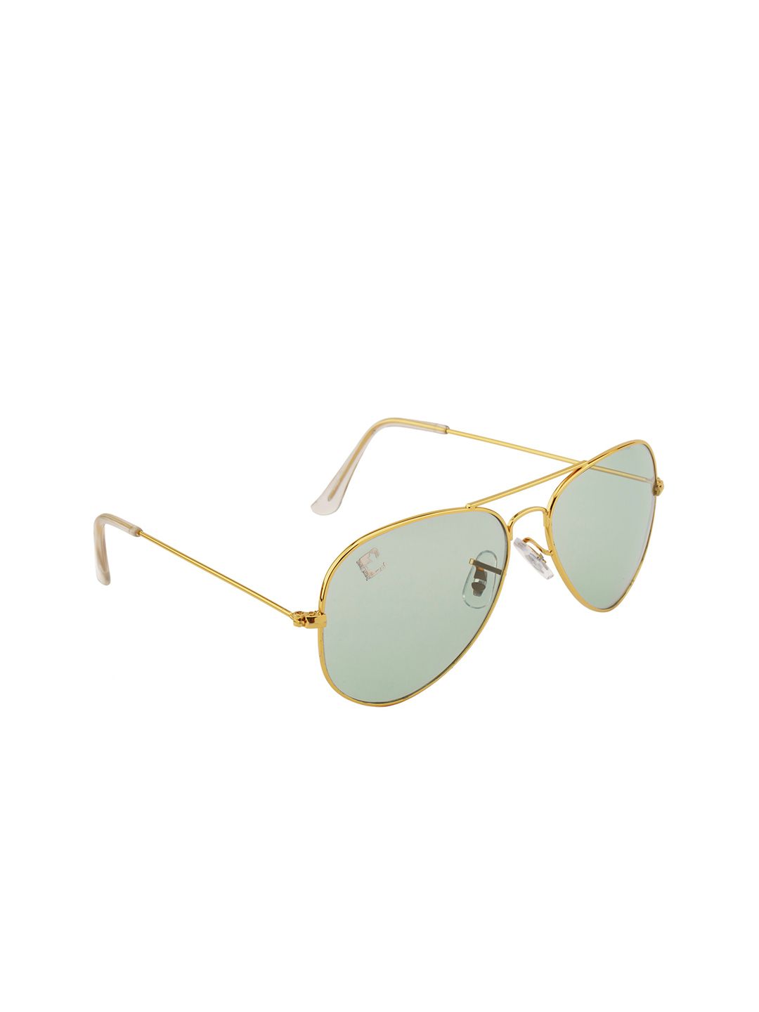 Clark N Palmer Unisex Green Lens & Gold-Toned Aviator Sunglasses with UV Protected Lens