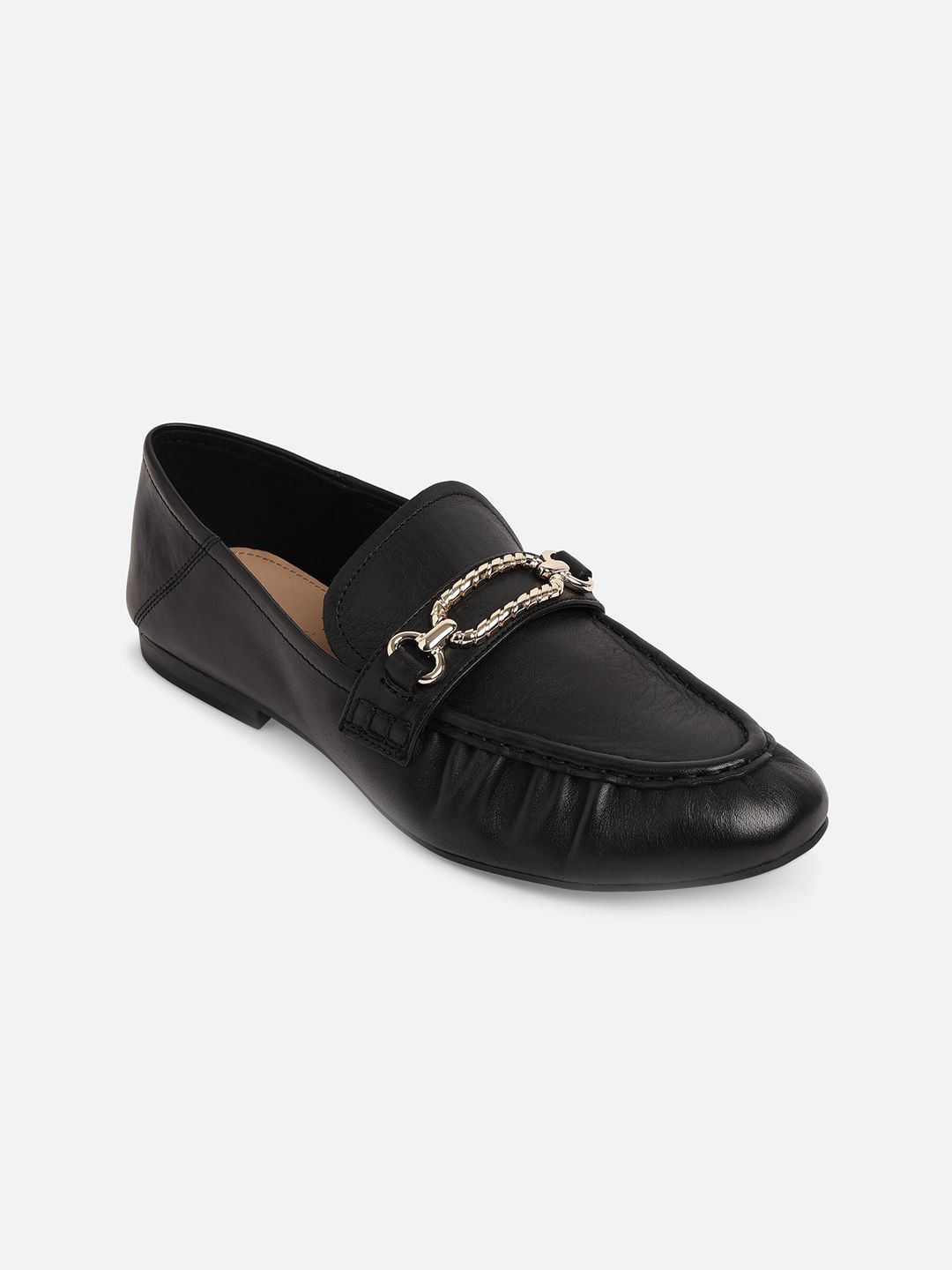 ALDO Women Black Leather Loafers Price in India