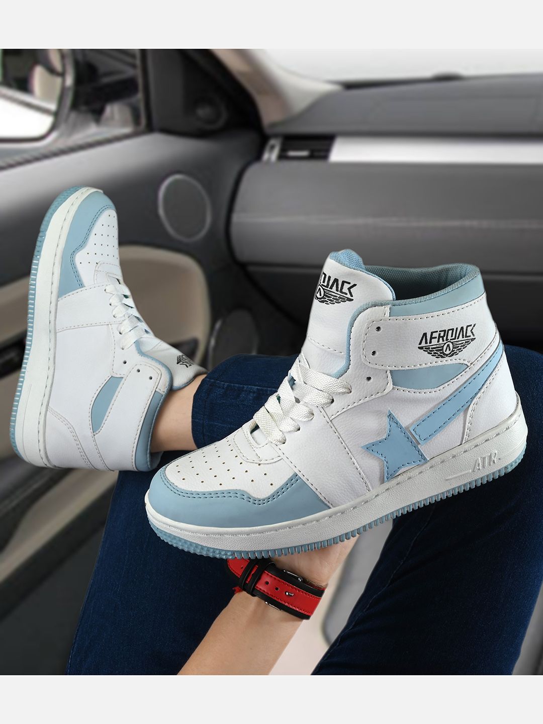 AfroJack Women Blue and White Perforations Casual Sneakers Price in India