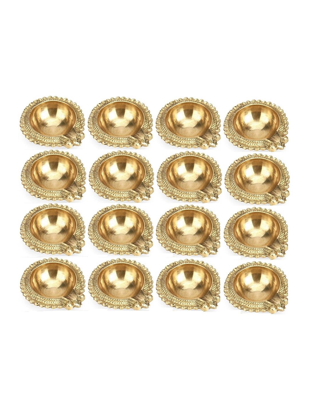 Fashion Bizz Pack Of 16 Gold-Toned Simple Diyas Price in India
