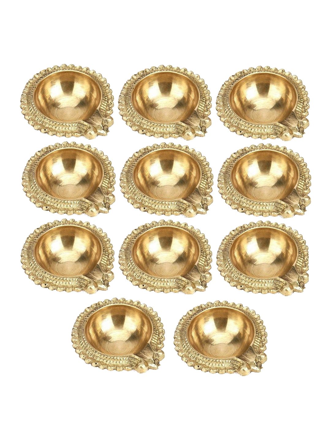 Fashion Bizz Set of 11 Gold-Toned Brass Diyas Price in India