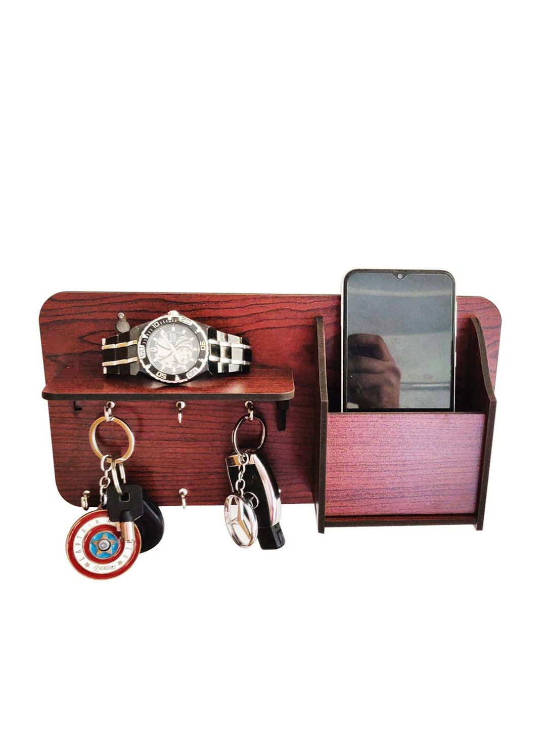 Home Sparkle Brown Solid Wall Mounted Key Holder Price in India