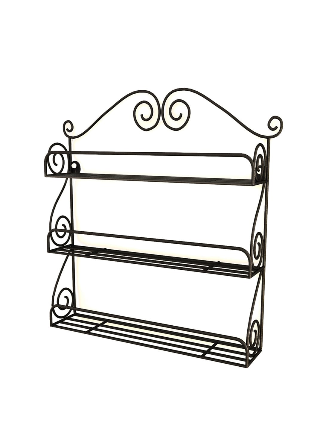 Home Sparkle Black Wall Mounted Metal Wall Shelf with 3 Storage Racks Price in India