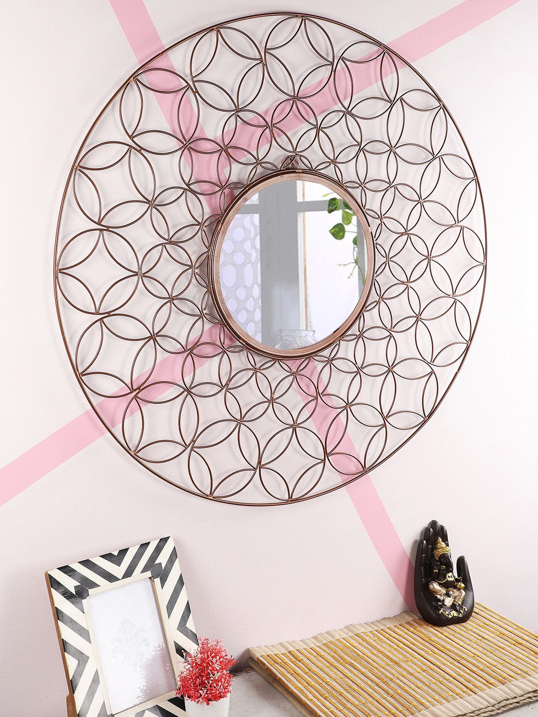 Home Sparkle Copper-Toned Textured Wall Mirrors Price in India