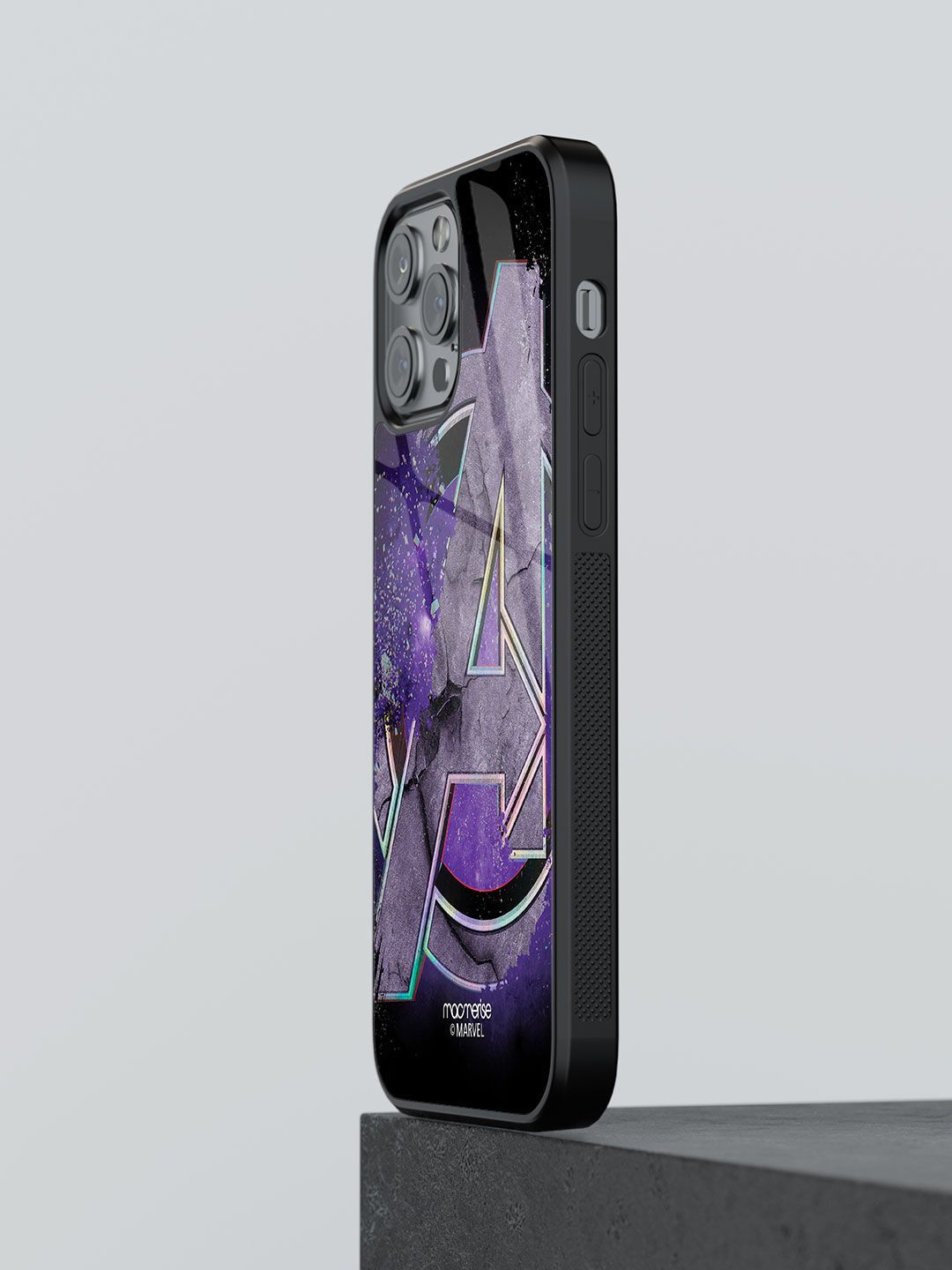 Macmerise Purple Printed Endgame Logo Glass Iphone 13 Pro Max Phone Case Price in India