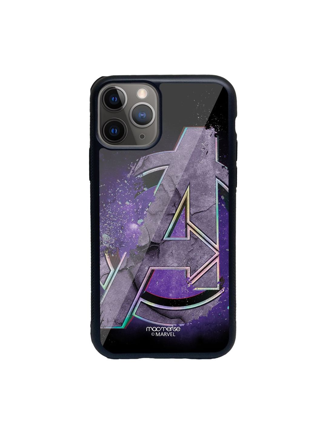 Macmerise Purple Endgame Logo Printed iPhone 11 Pro Max Glass Back Case Price in India