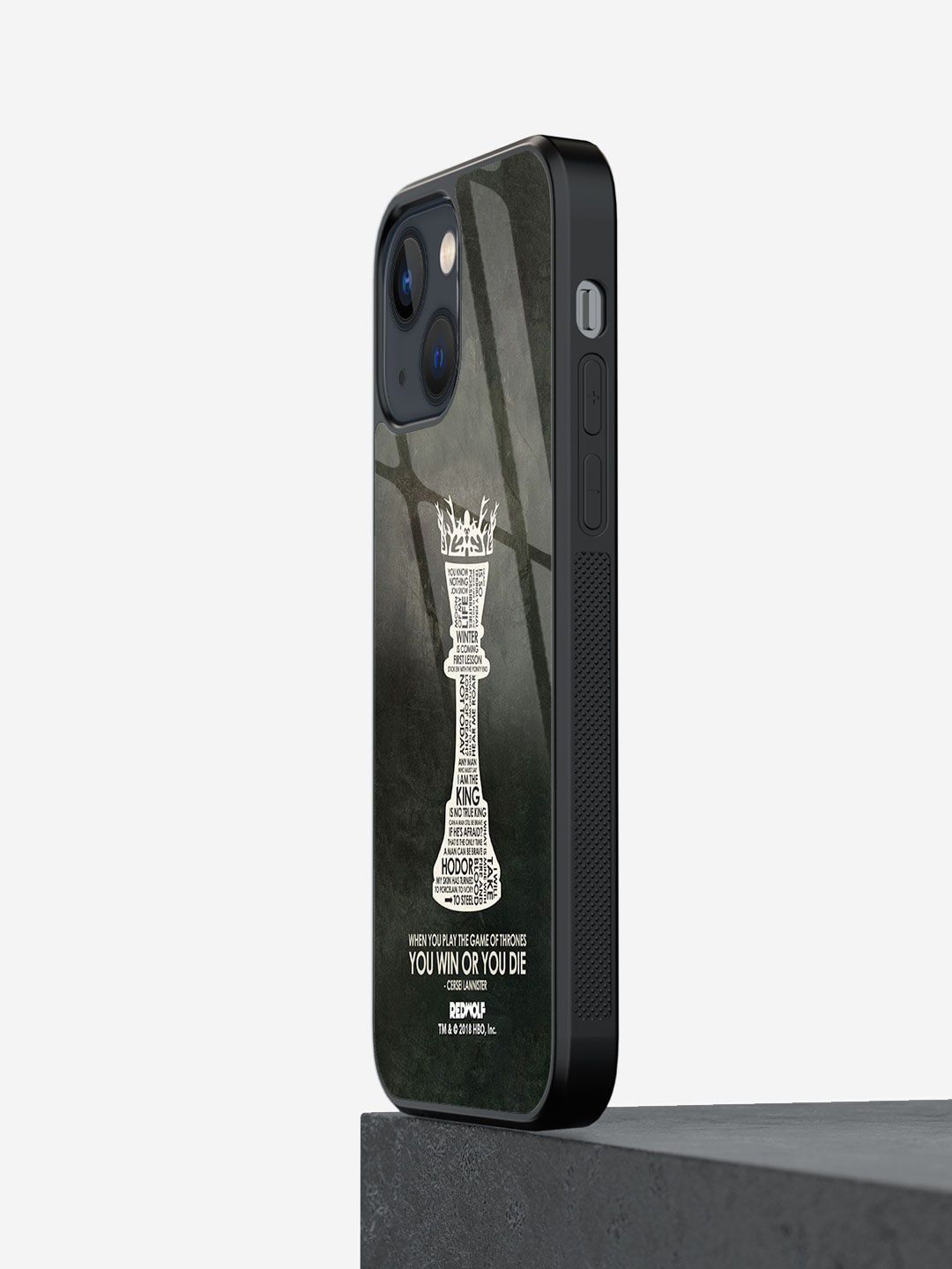 macmerise Black Printed Win Or Die Glass Iphone 13 Phone Case Price in India