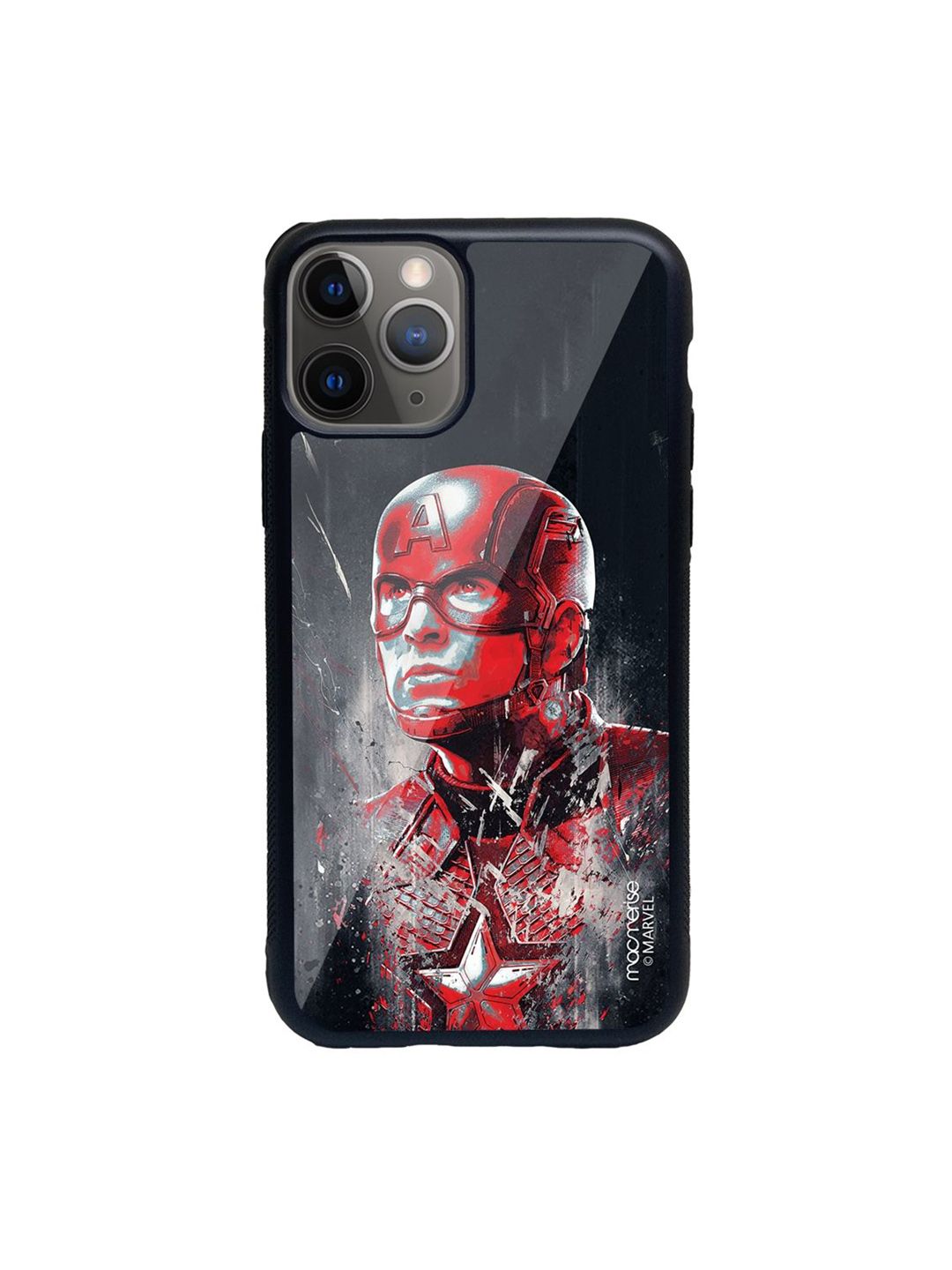 Macmerise Black Charcoal Art Captain America Printed  iPhone 11 Pro Back Case Price in India