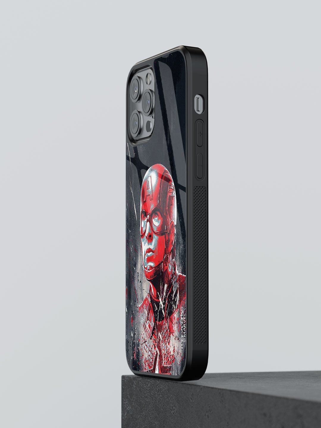 macmerise Black & Red Printed Glass iPhone 13 Pro Max Back Case Price in India