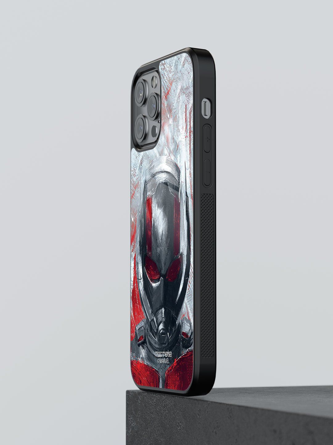 macmerise Grey & Red Printed Glass iPhone 12 Pro Back Case Price in India