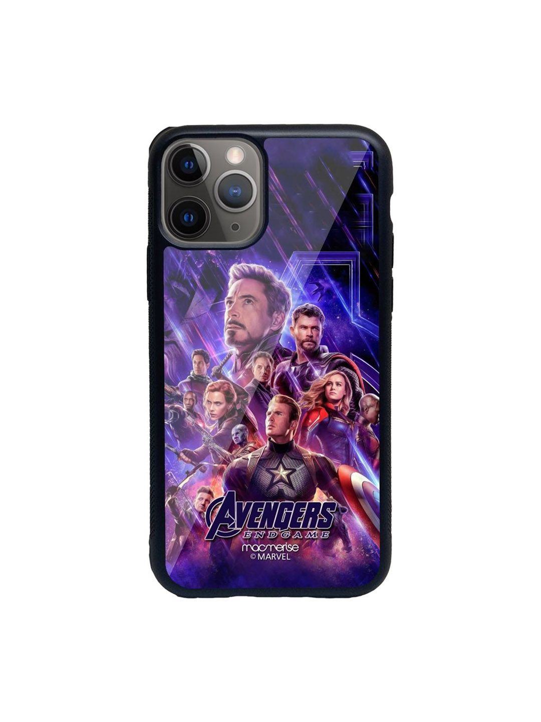 macmerise Black & Blue Printed Avengers Endgame Poster Glass iPhone 11 Pro Back Case Price in India