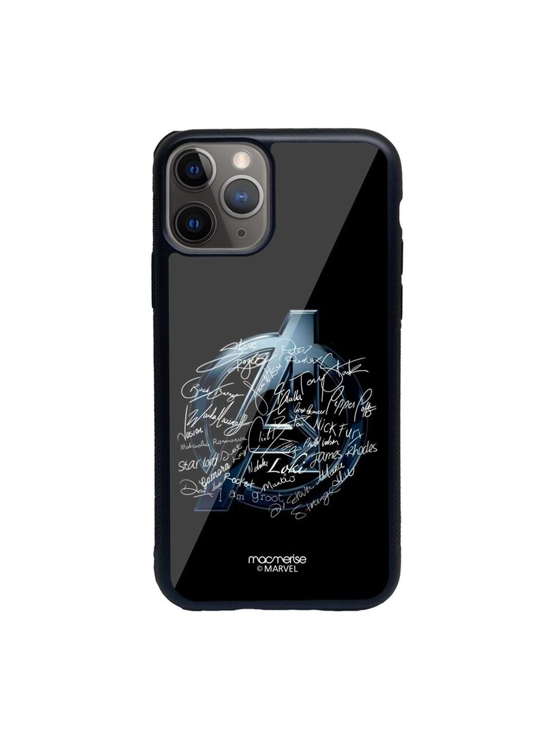 macmerise Black Printed Glass iPhone 11 Pro Max Back Case Price in India