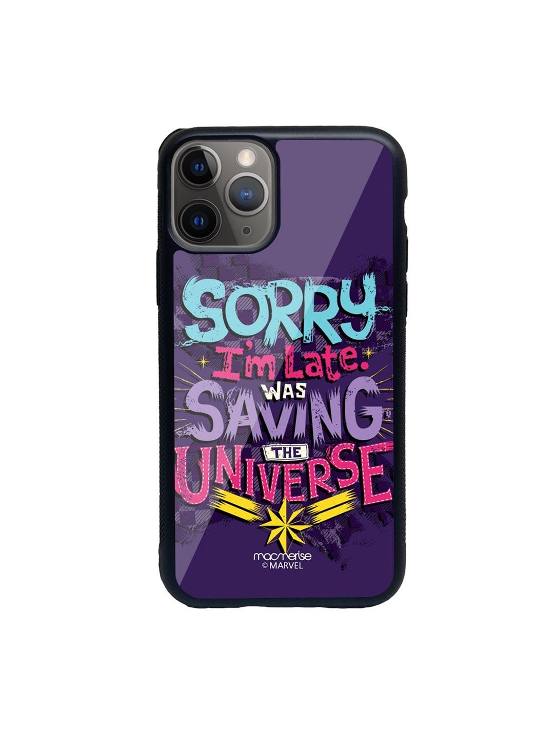 macmerise Purple Printed Printed iPhone 11 Pro Glass Phone Case Price in India