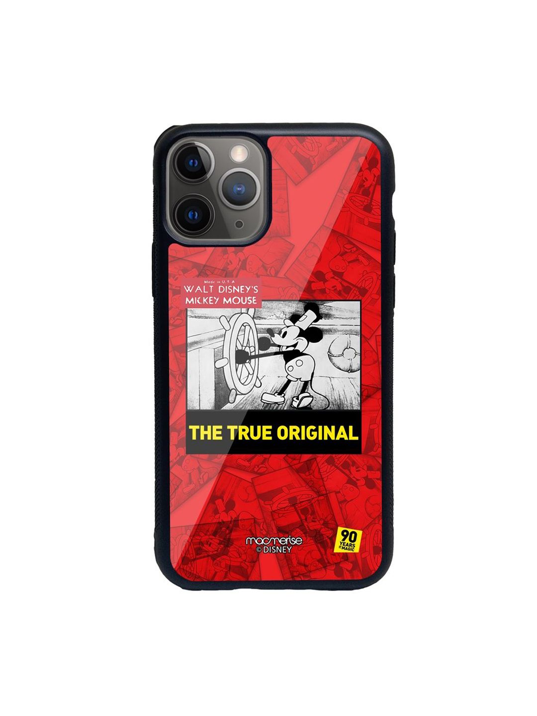 macmerise Red Mickey Portrait Mode Printed iPhone 11 Pro Max Glass Back Case Price in India