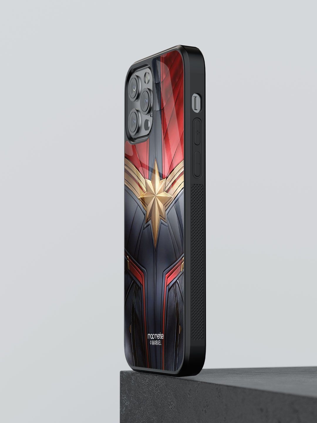 macmerise Red Printed Suit up Captain Marvel iPhone 12 Pro Max Back Case Price in India