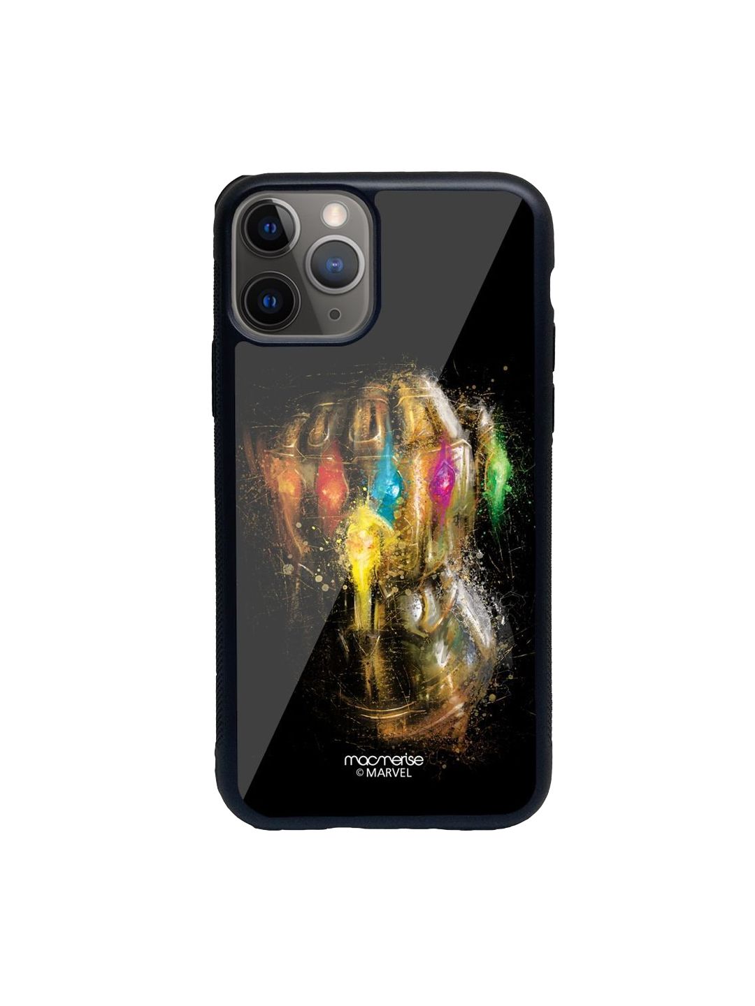 macmerise Black Gauntlet Brushstrokes Printed iPhone 11 Pro Glass Back Case Price in India