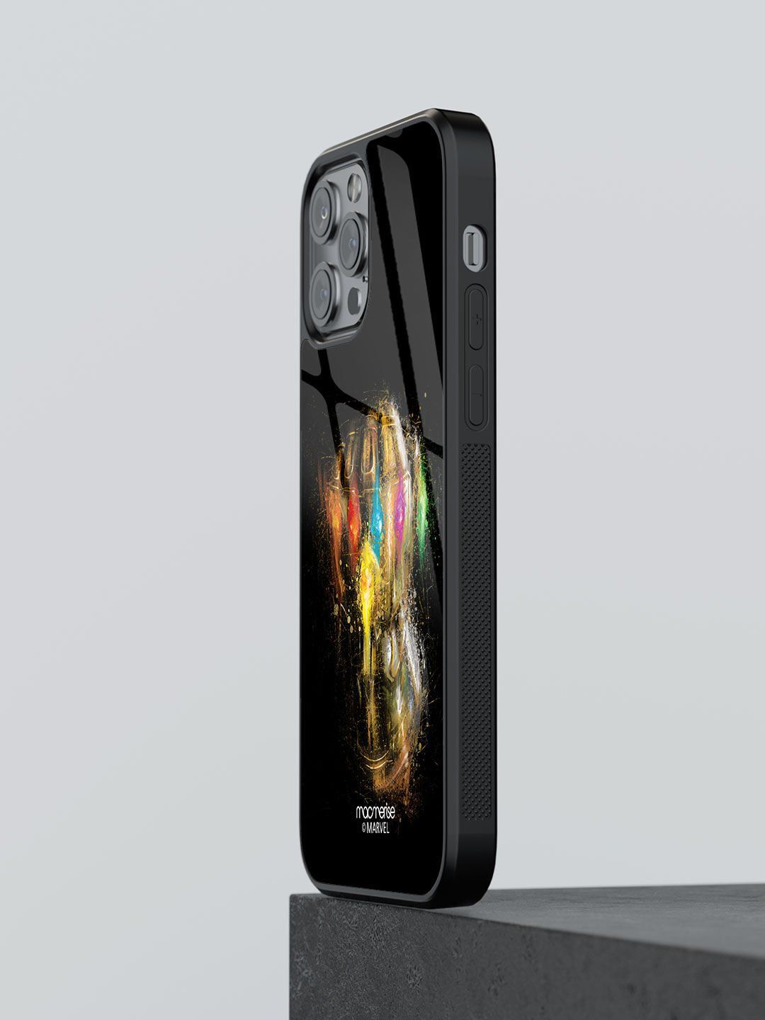 macmerise Black Printed Glass iPhone 13 Pro Max Back Case Price in India