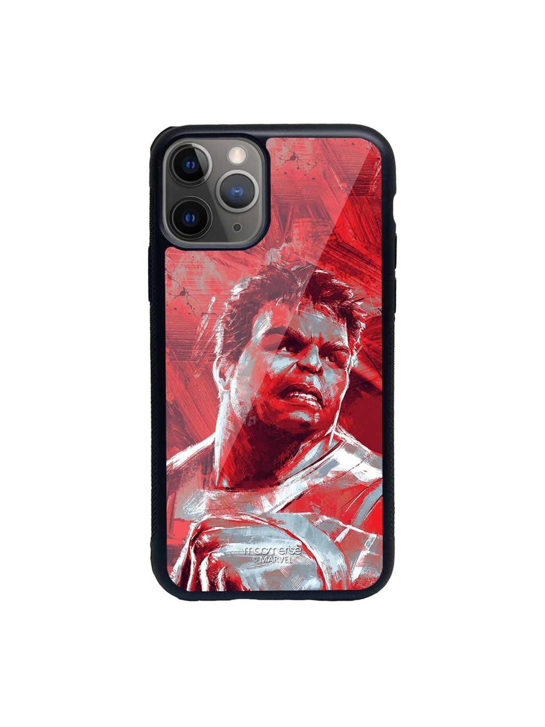 Macmerise Red Charcoal Art Hulk Printed iPhone 11 Pro Glass Back Case Price in India