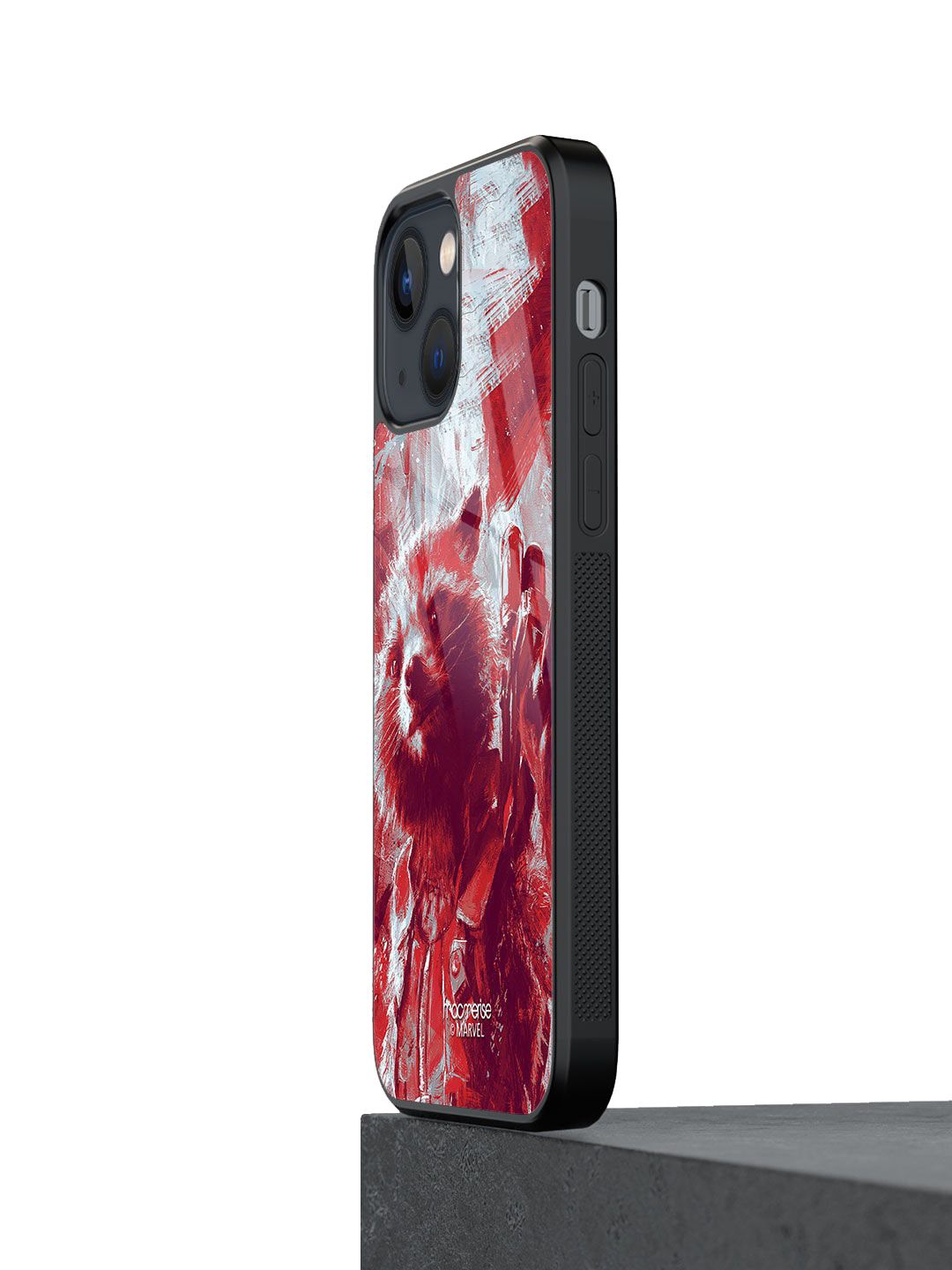 macmerise Red Charcoal Art Rocket Printed iPhone 13 Glass Back Case Price in India