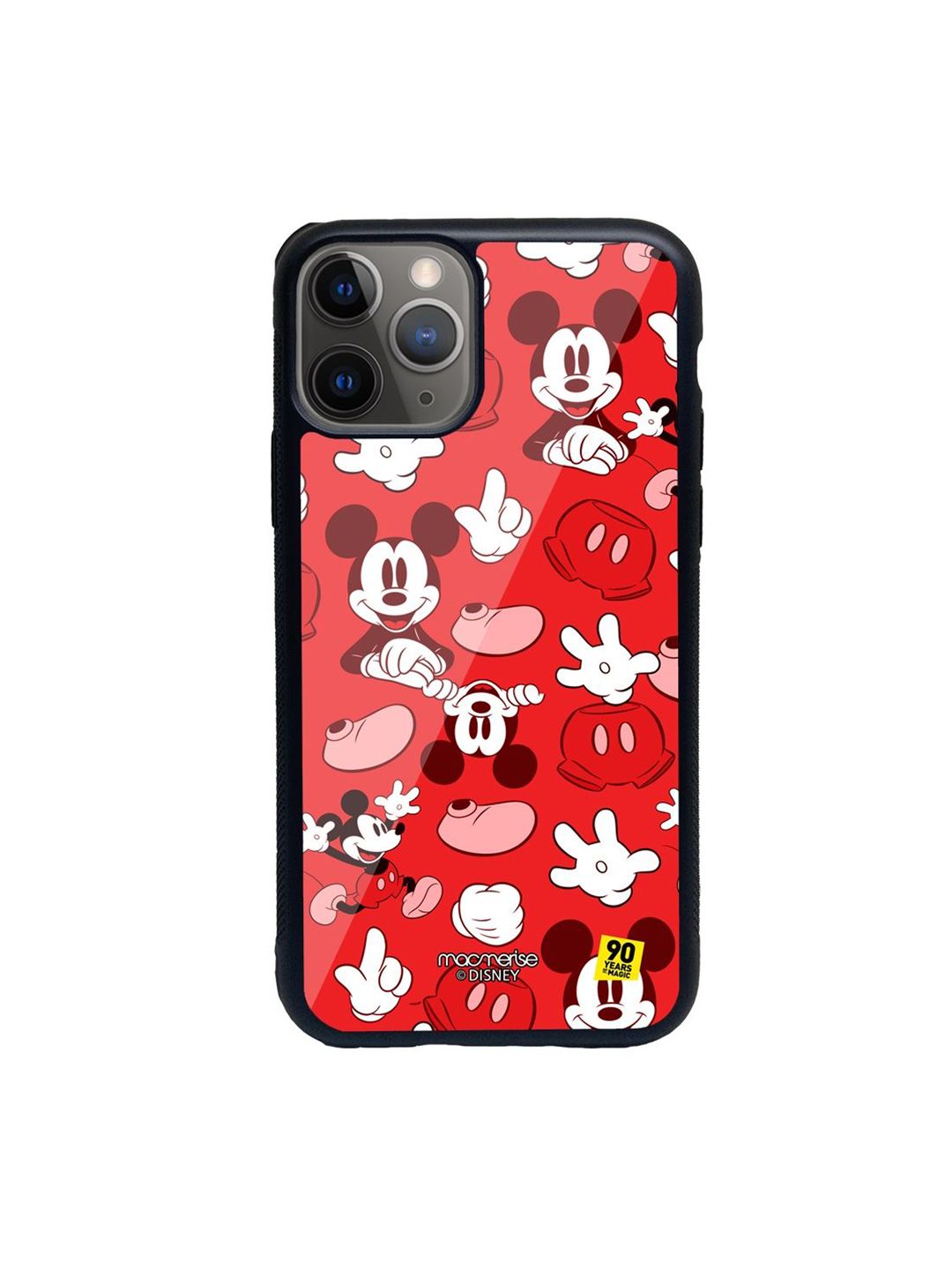 macmerise Red Mickey Classic Printed iPhone 11 Pro Max Glass Back Case Price in India