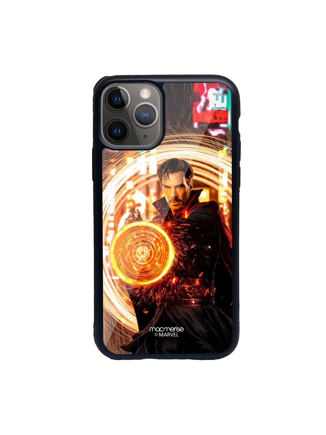 macmerise Black Dr. Strange Opening Portal Printed iPhone 11 Pro Glass Back Case Price in India