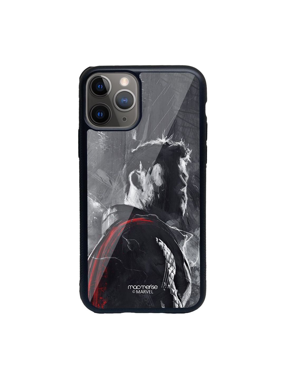 macmerise Black Art Thor Glass Case for iPhone 11 Pro Back Case Price in India