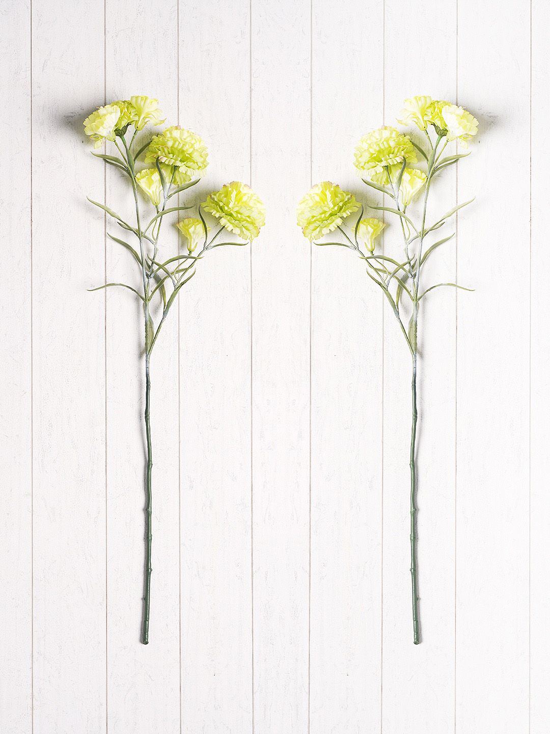 Pure Home and Living Set Of 2 Green Artificial Carnation Flower Stems Price in India