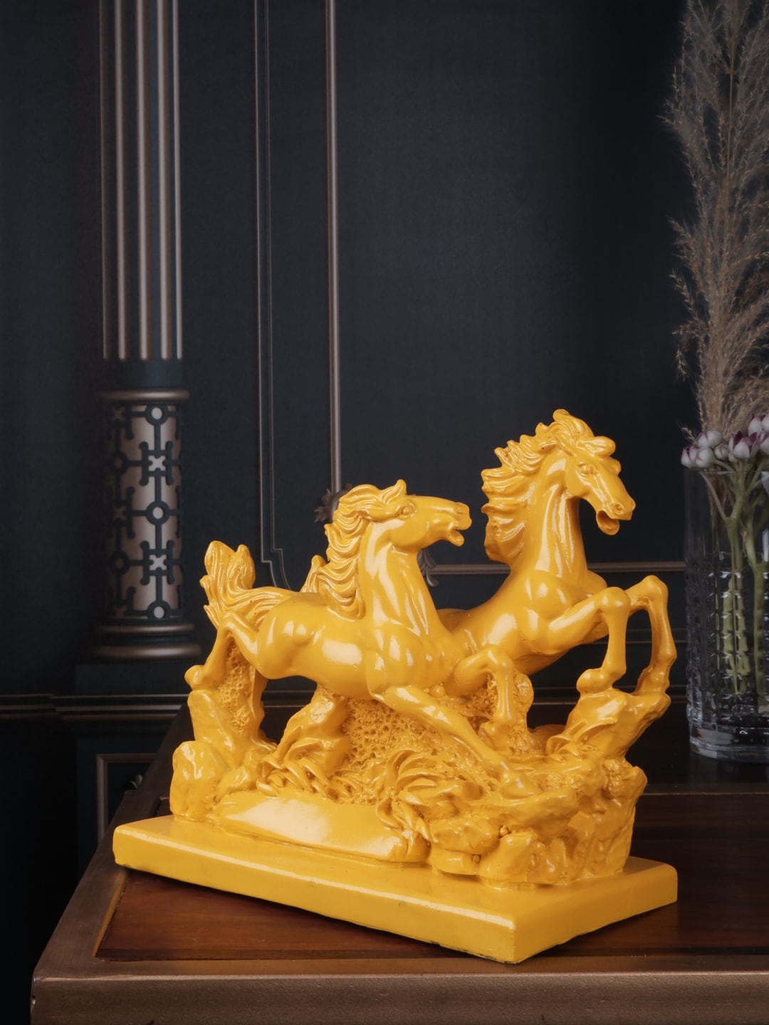 THE WHITE INK DECOR Yellow Fengshui Horse Showpieces Price in India
