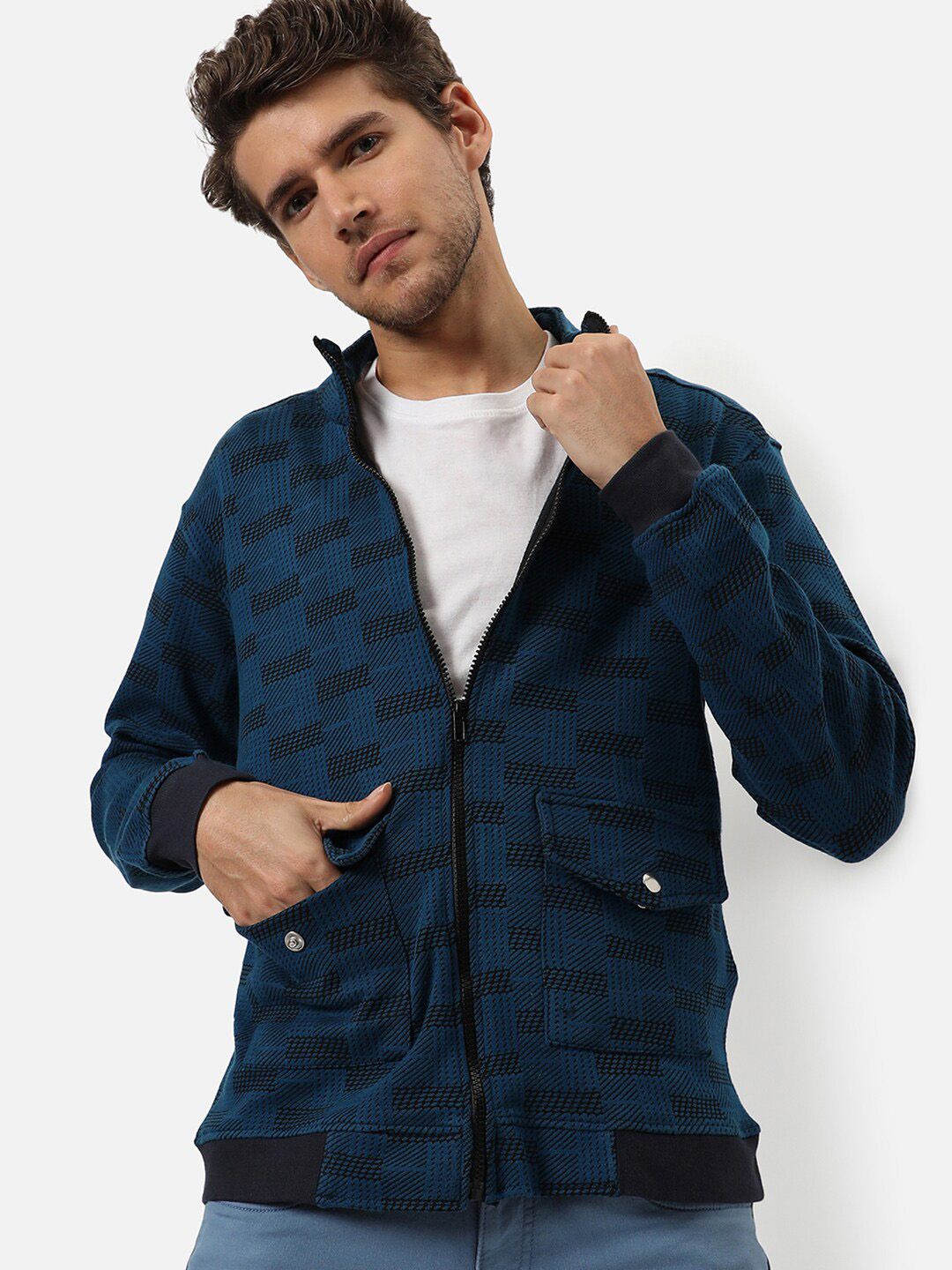 CAHOOT Men Blue Windcheater Outdoor Bomber Jacket