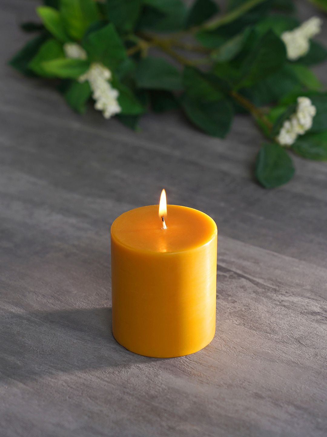 Pure Home and Living Set of 2 Mustard Medium Divine Pillar Candles Price in India