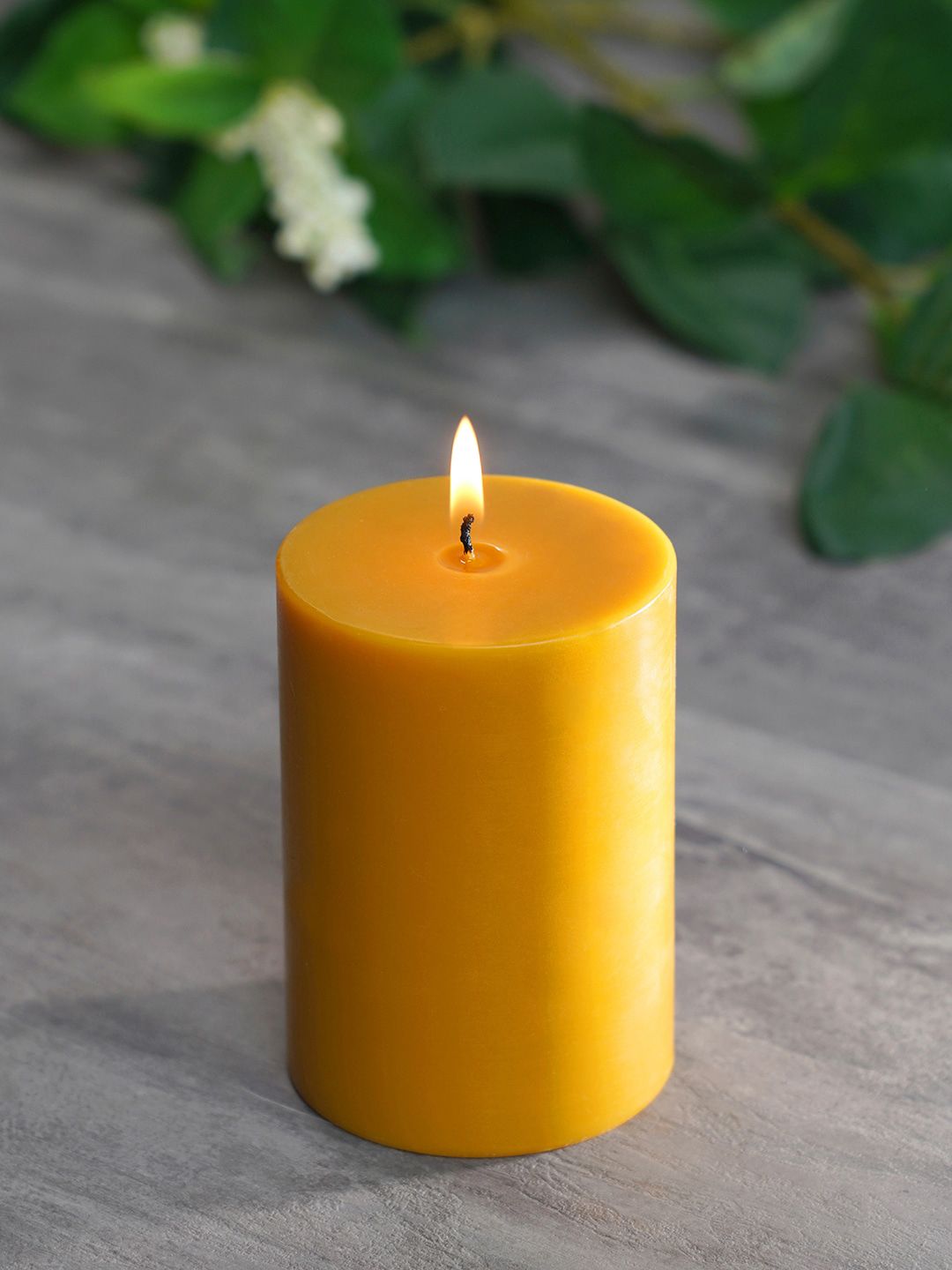 Pure Home and Living Set of 2 Mustard Large Divine Pillar Candles Price in India