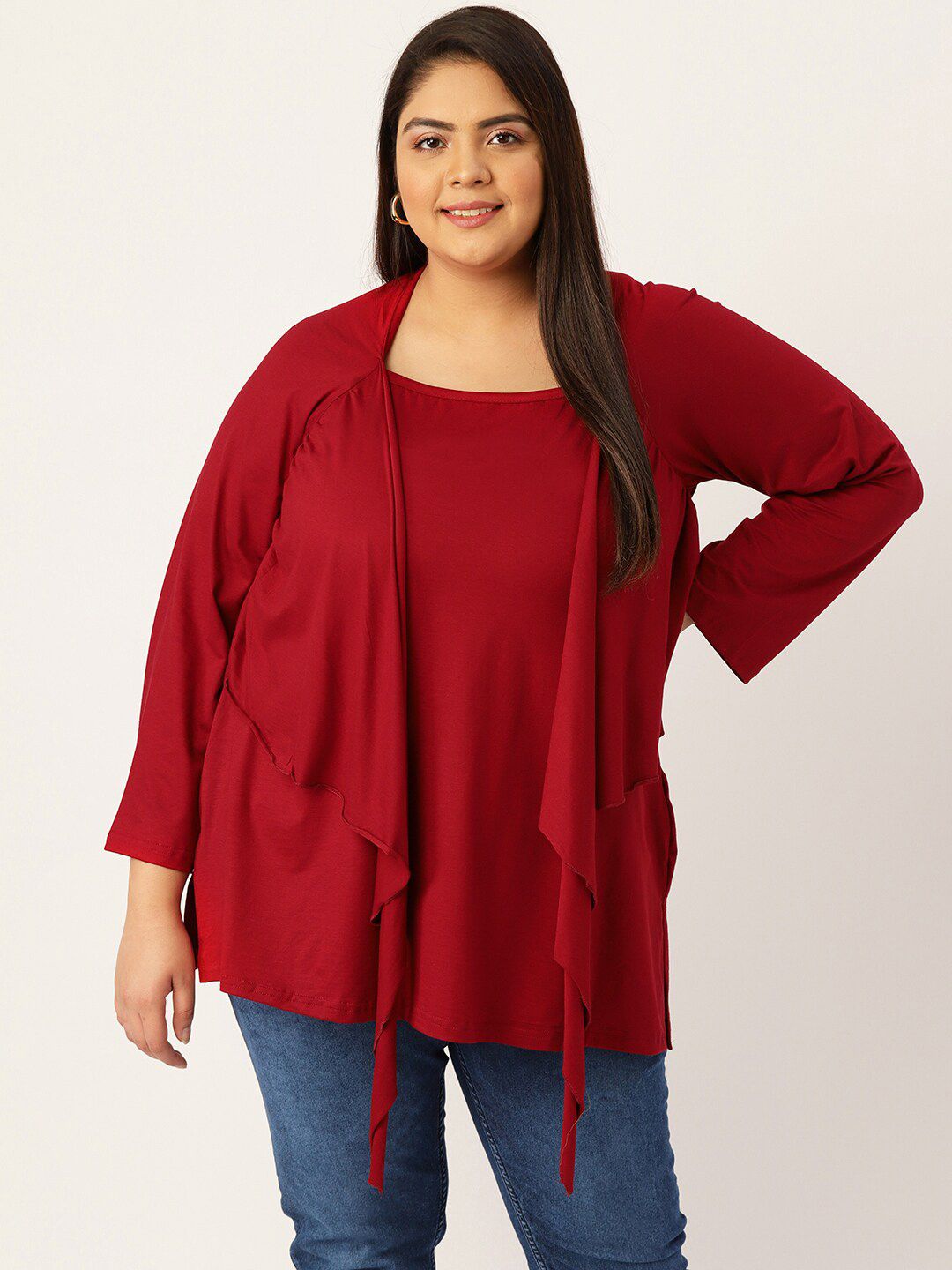 theRebelinme Maroon Layered Cape Top Price in India