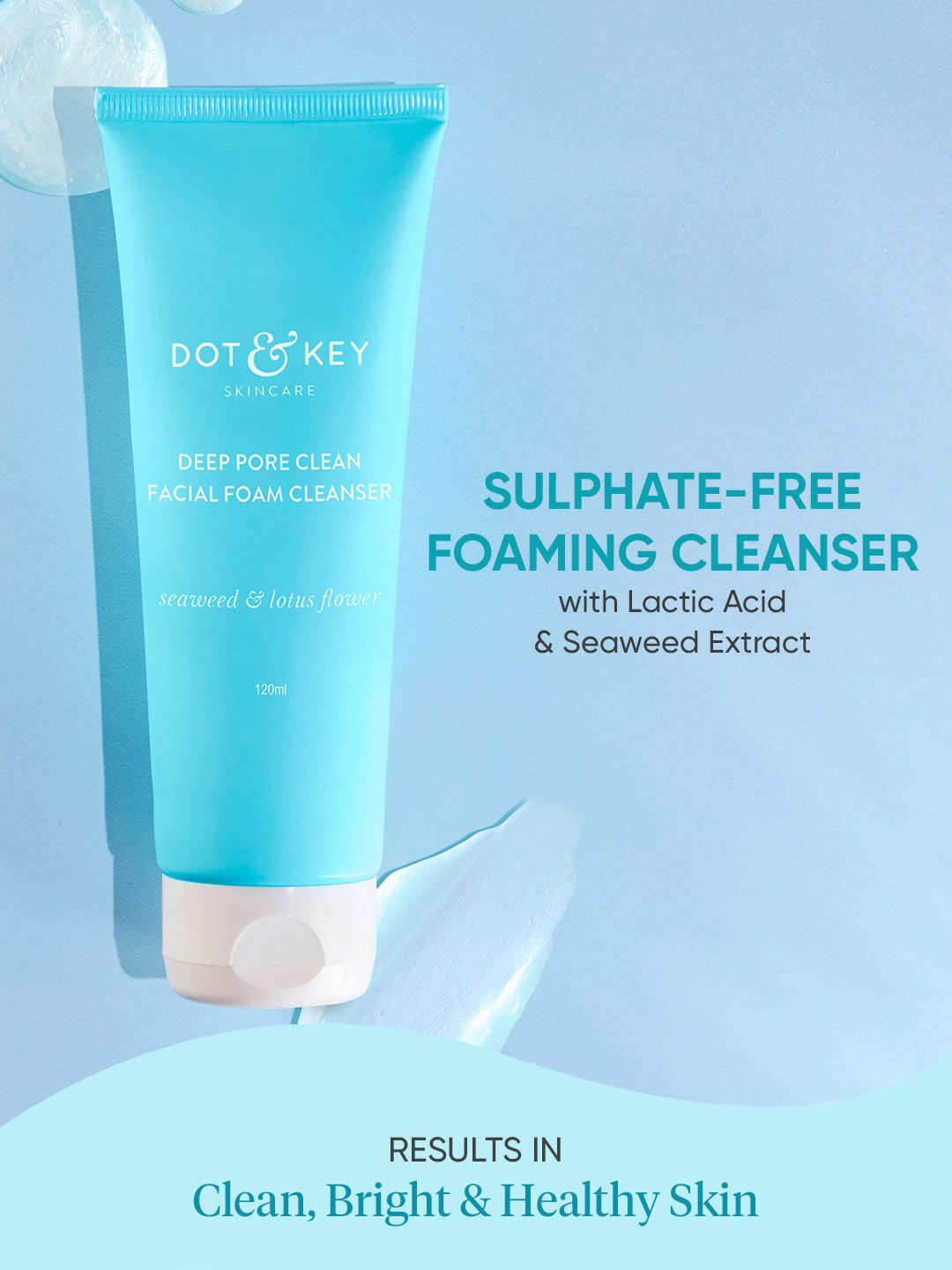 DOT & KEY Deep Pore Clean Milky Foam Face Wash Cleanser with Seaweed - 100ml