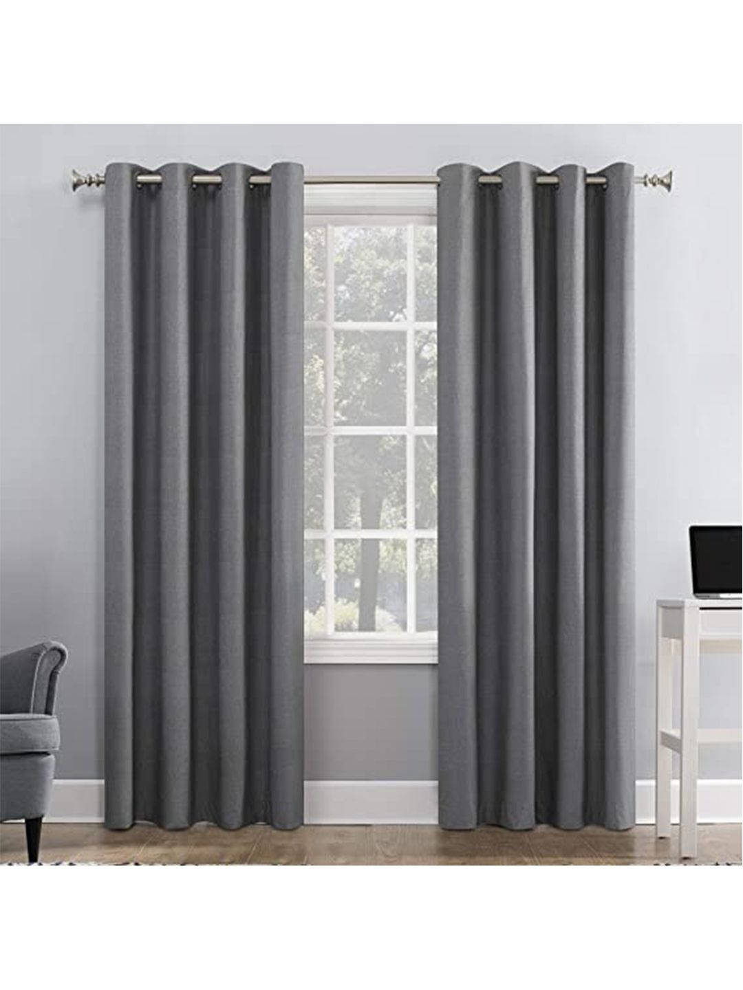 Home Sizzler Set of 2 Grey Black Out Window Curtains Price in India