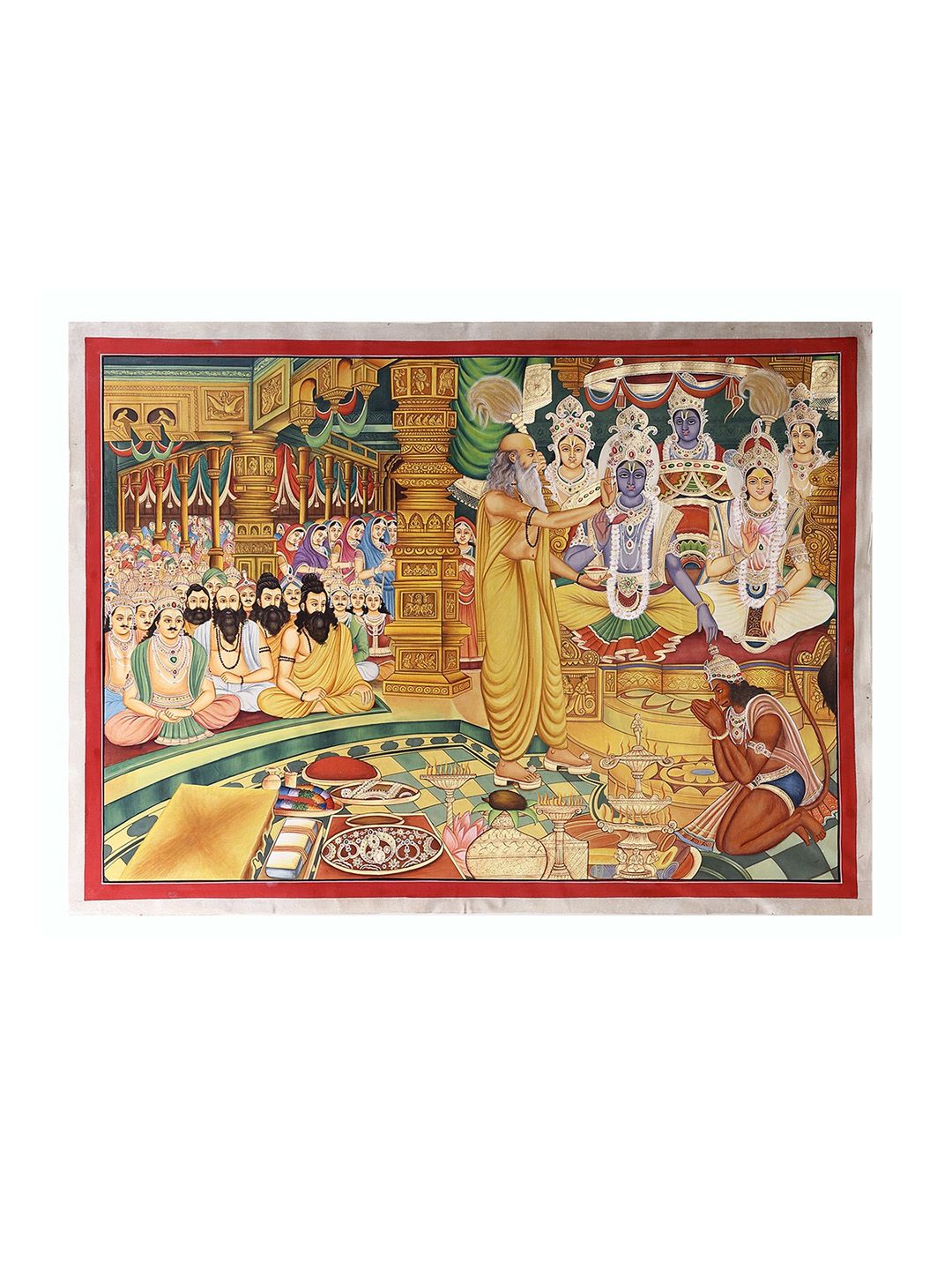 Exotic India Yellow Shree Ram Rajyabhishek Painted Wall Art Price in India