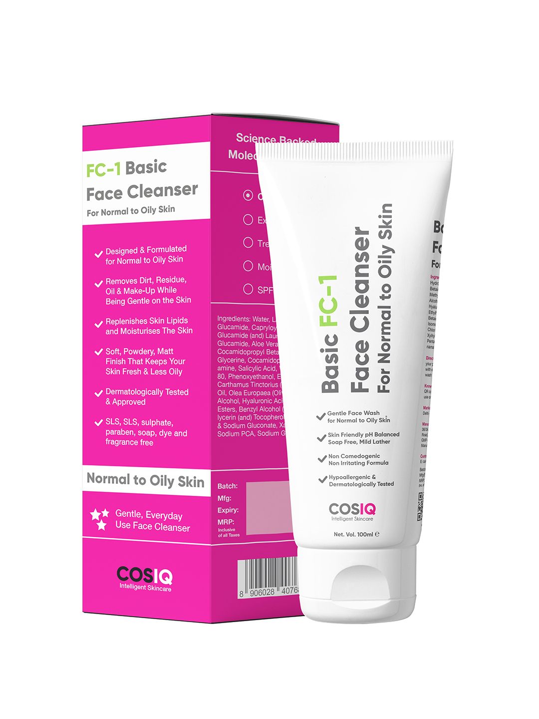 CosIQ Unisex FC-1 Face Cleanser for Oily Skin Oil Control & Anti Acne Face Wash 100 ml