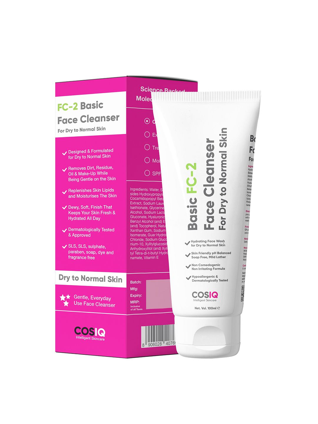 CosIQ Unisex Face Cleanser for Dry Skin Oil Control & Anti Acne Face Wash 100 ml