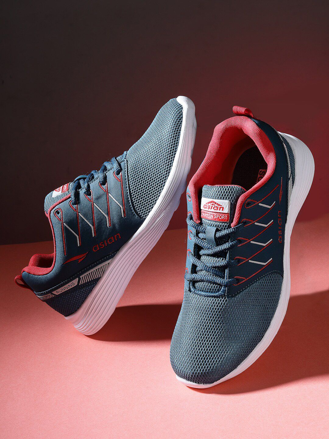 ASIAN Men Turquoise Blue Mesh Running Shoes