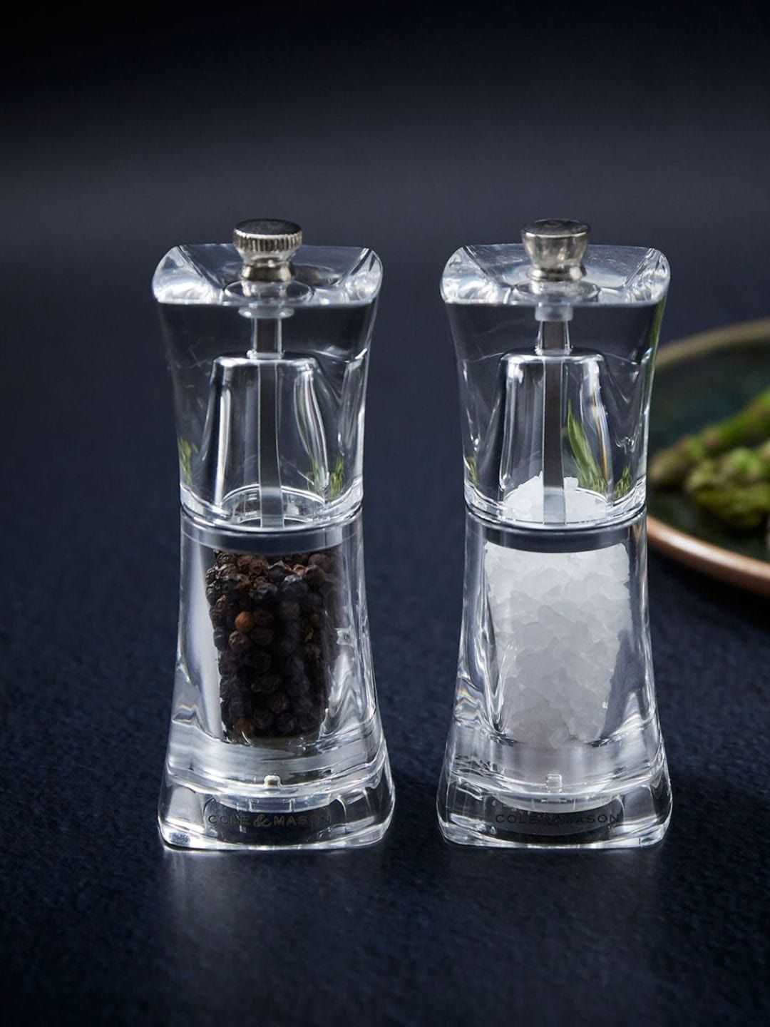 COLE & MASON Set Of 2 Transparent Solid Salt & Pepper Shaker Price in India