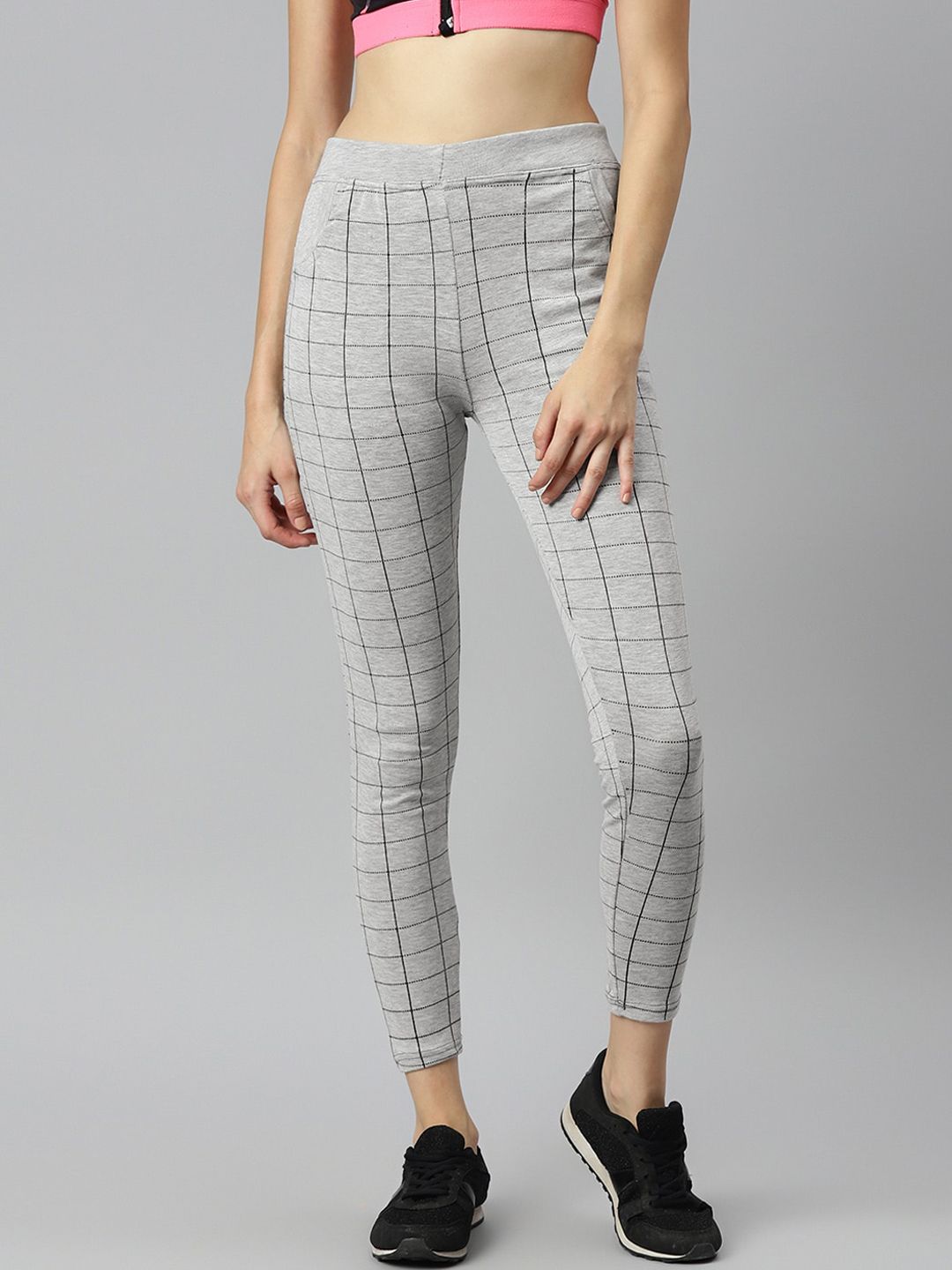 Aarika Women Grey Striped Slim-Fit Ankle-Length Track Pants Price in India