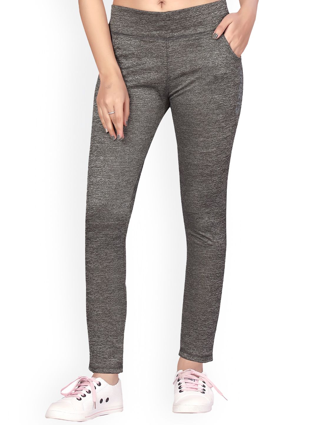 Aarika Women Grey Solid Slim-Fit Rapid Dry Track Pant Price in India