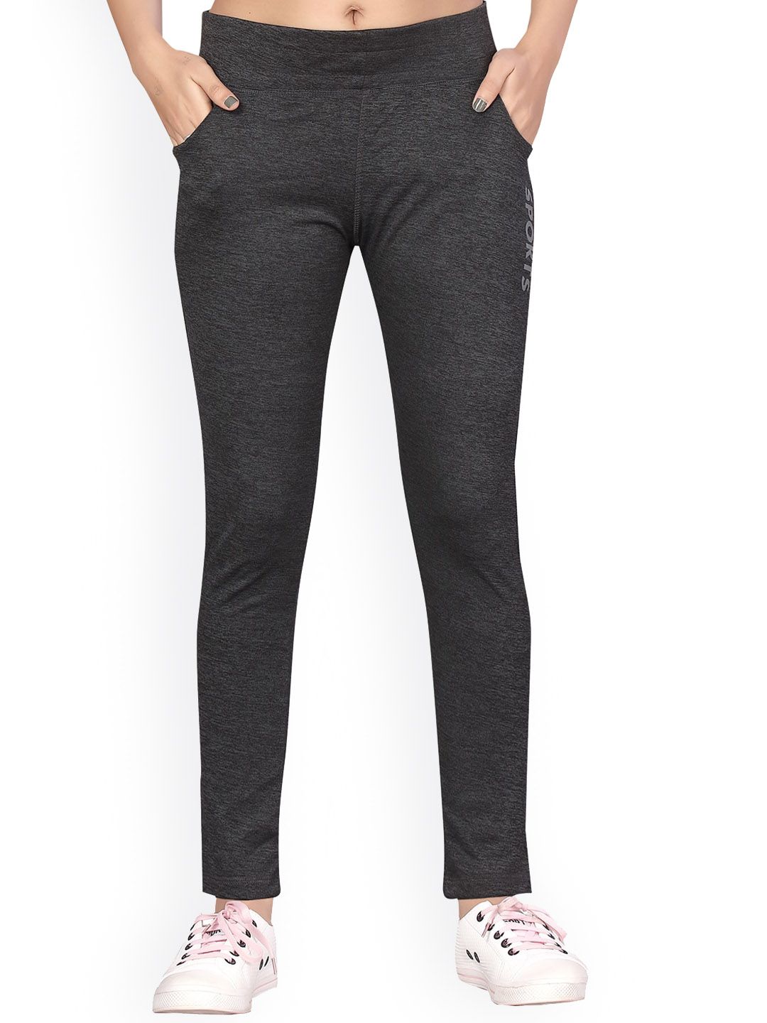 Aarika Women Black Solid Slim-Fit Track Pants Price in India