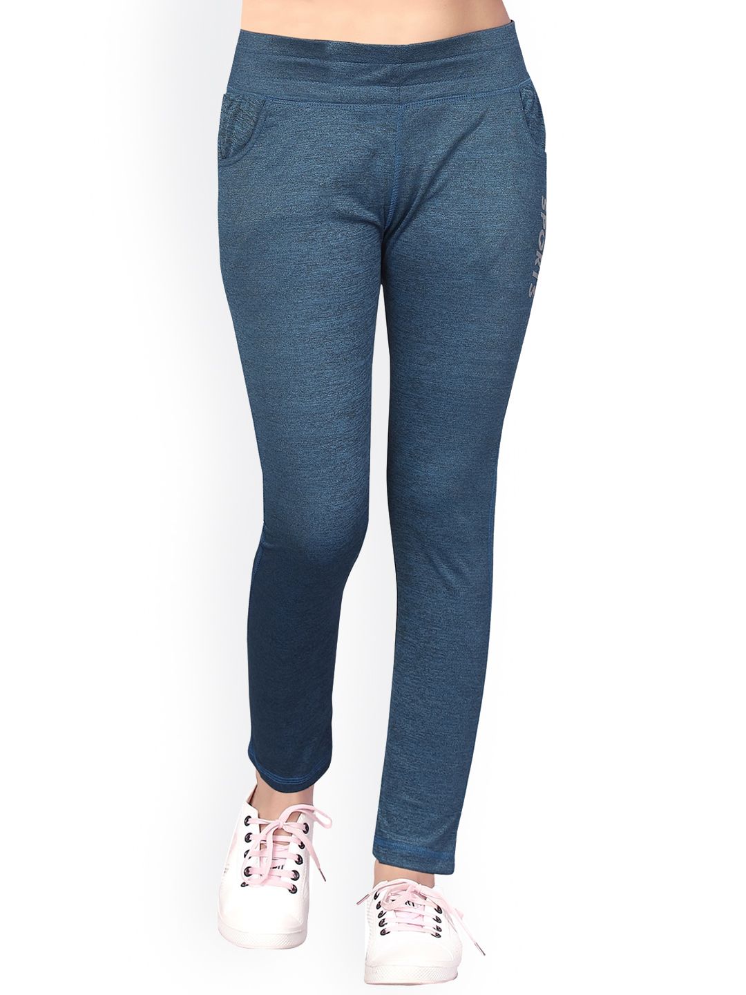 Aarika Women Blue Solid Rapid Dry Slim-Fit Track Pants Price in India